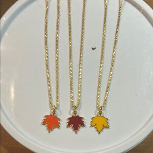 Gold Maple Leaf Pendant Necklaces